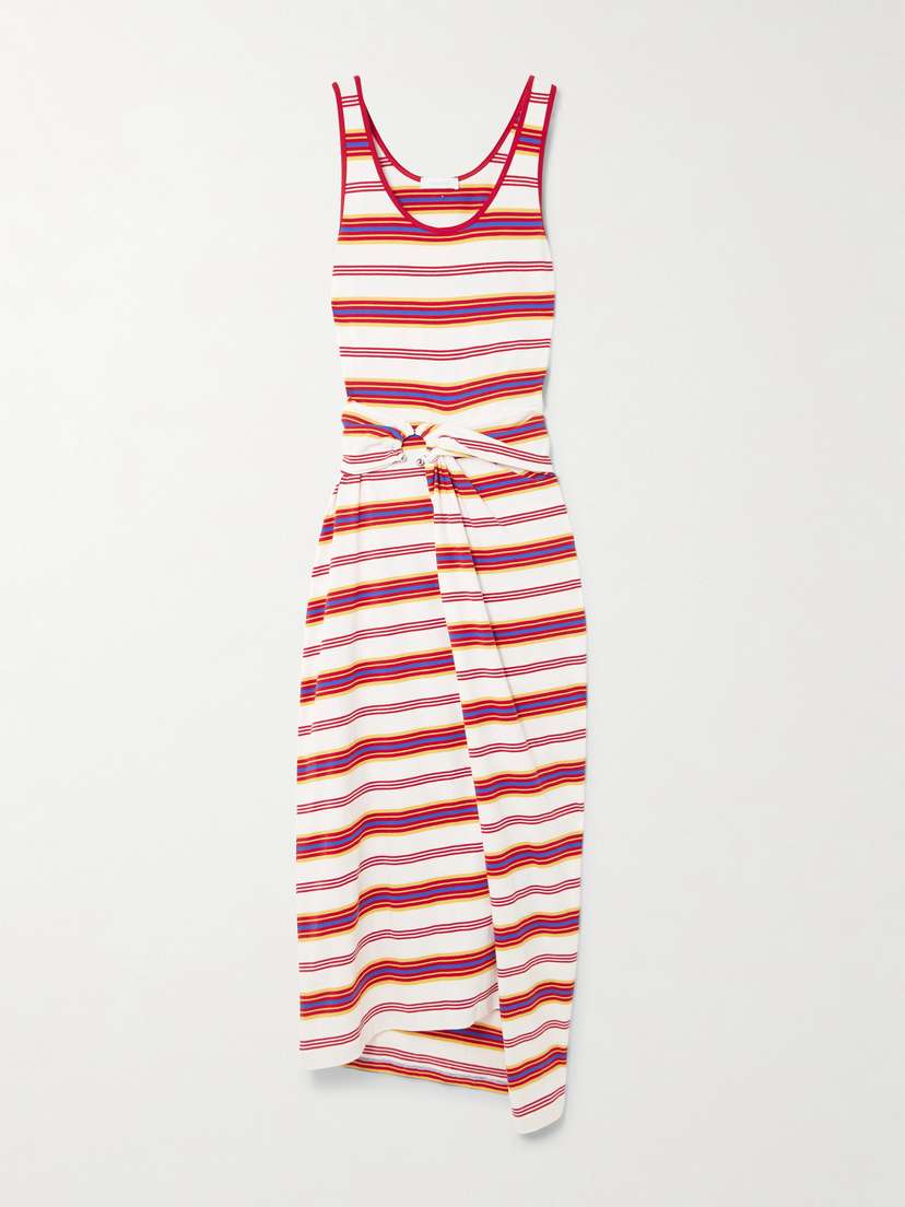 Rabanne Embellished Striped Stretch-jersey Midi Dress