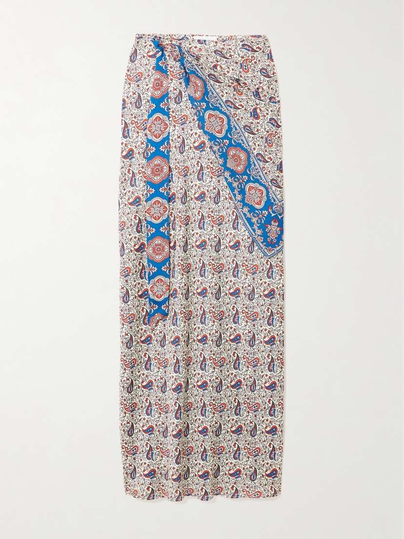 Rabanne Chain-detailed Paisley-print Crepe Maxi Skirt