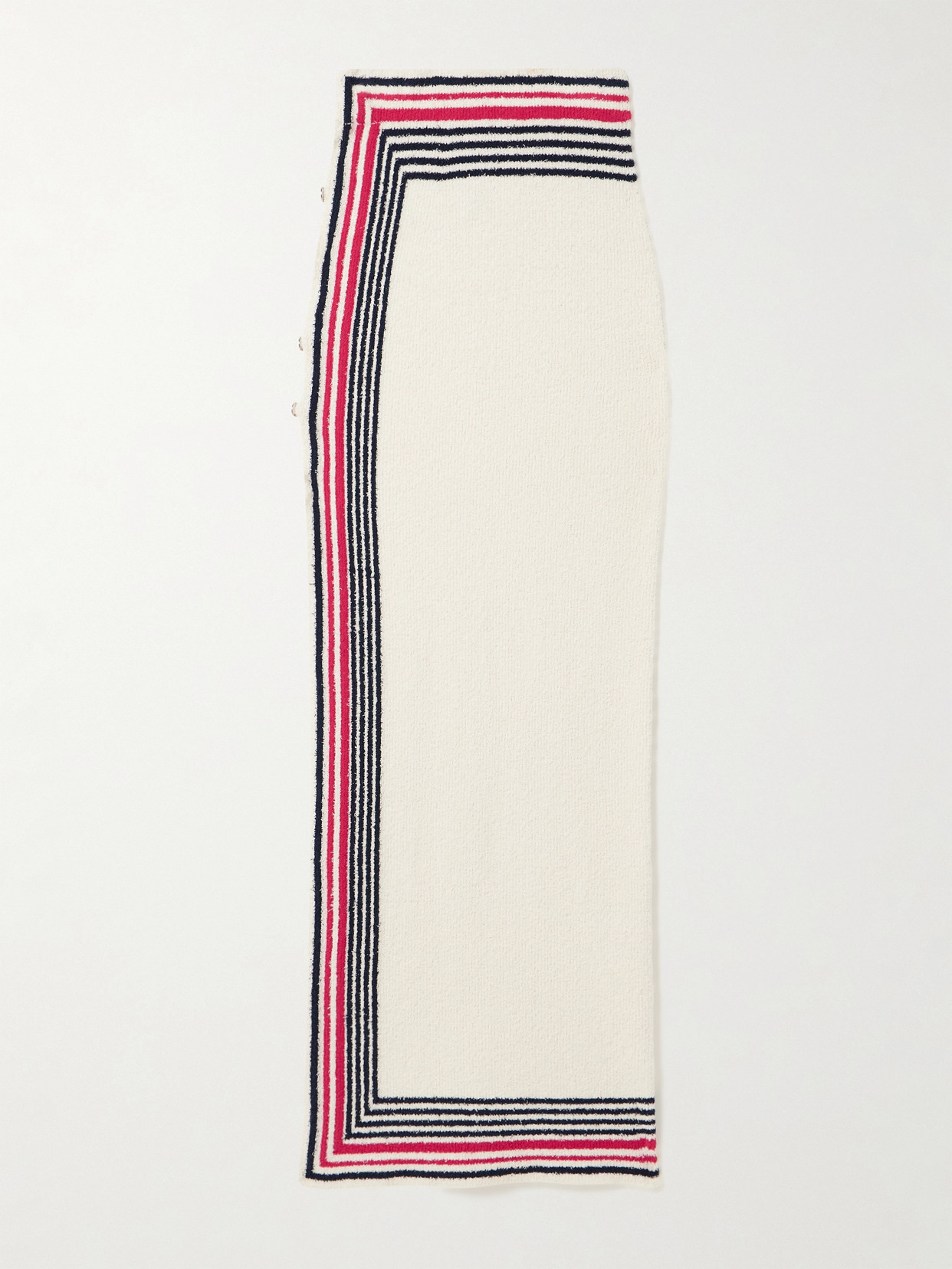 Rabanne Button-embellished Striped Cotton-blend Chenille Midi Skirt