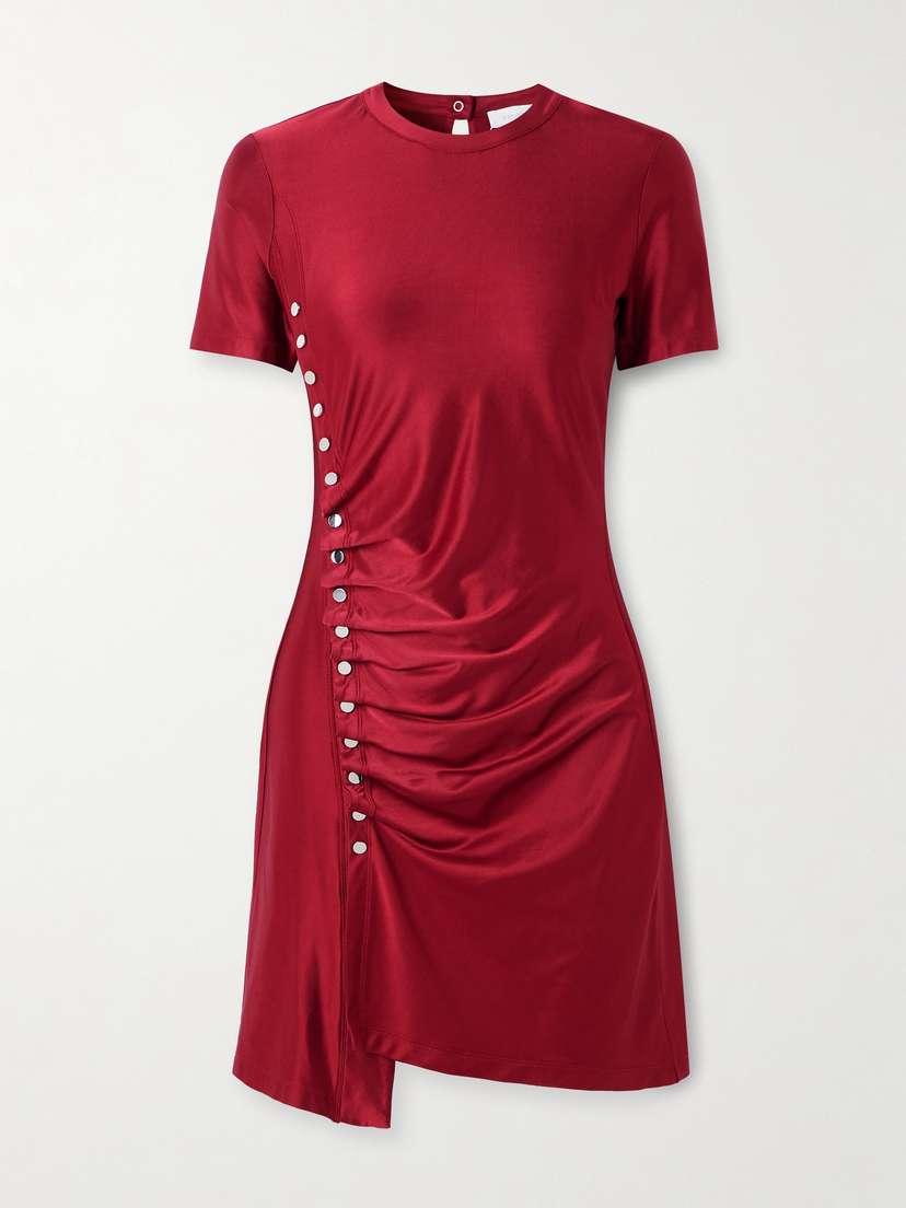 Rabanne Embellished Gathered Satin-jersey Mini Dress