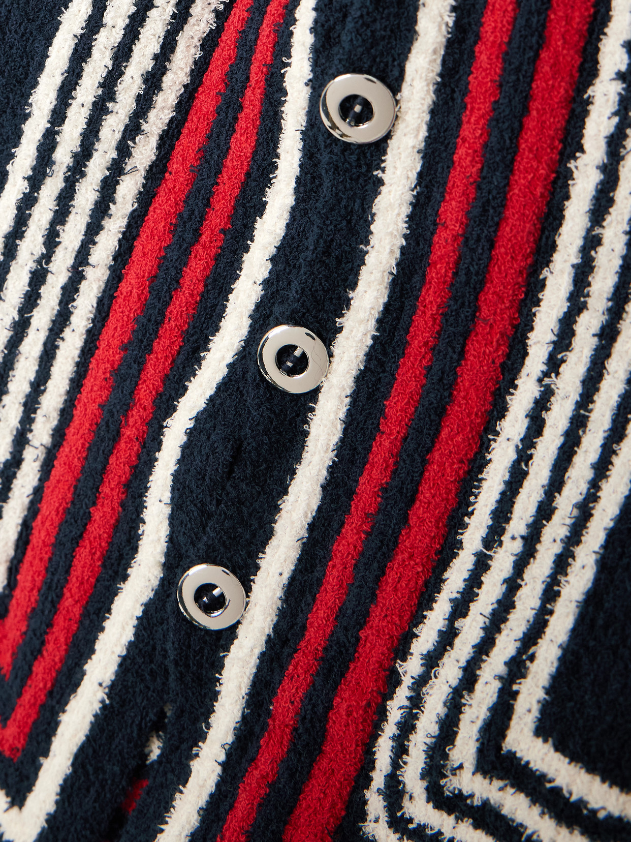 Button-Embellished Striped Cotton-Blend Chenille Sweater
