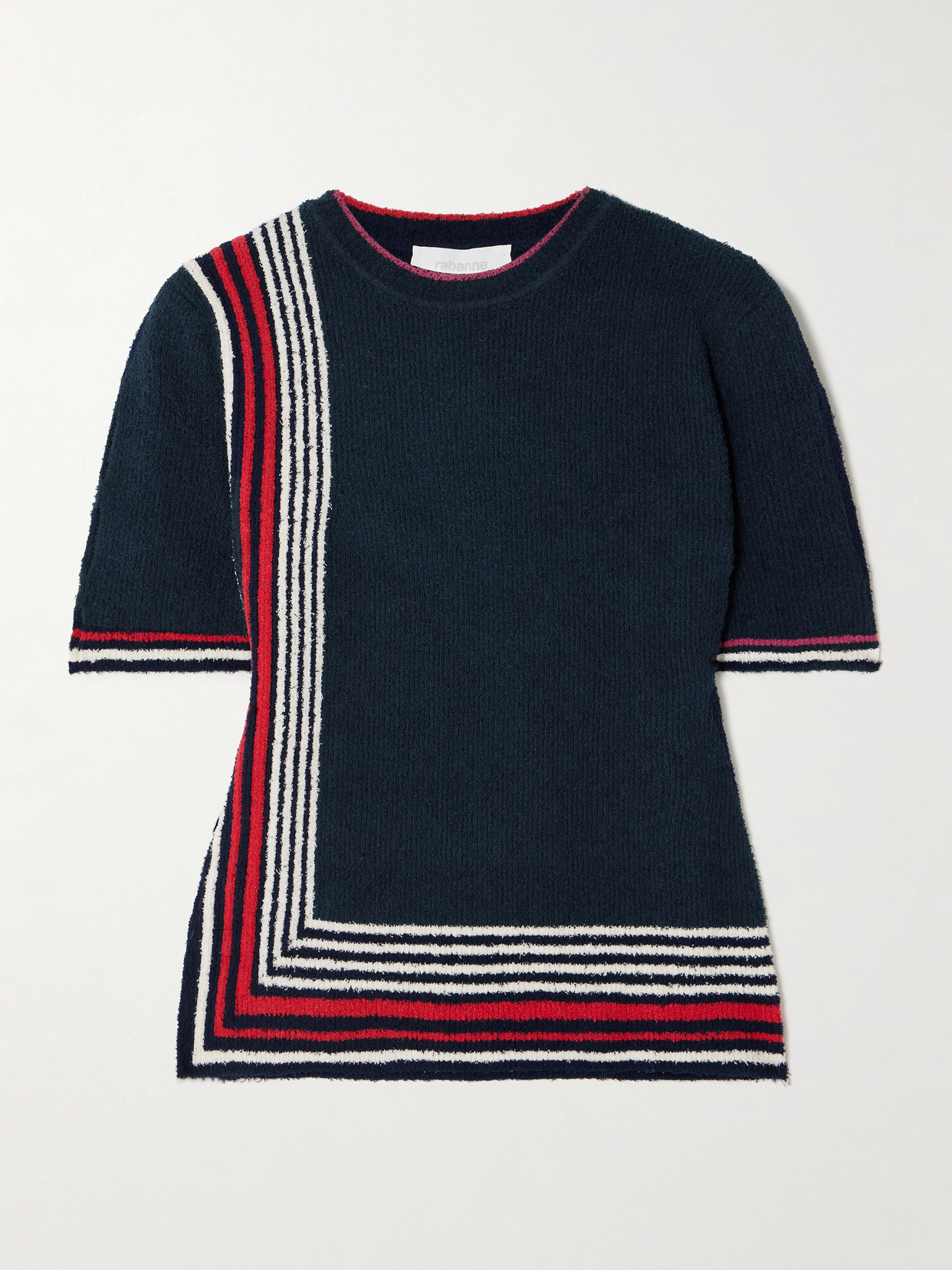 Rabanne Button-embellished Striped Cotton-blend Chenille Sweater In Black
