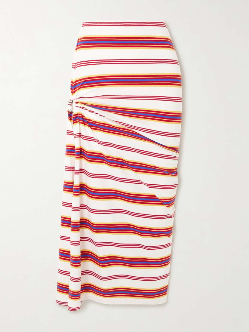 Rabanne Embellished Striped Stretch-jersey Maxi Skirt