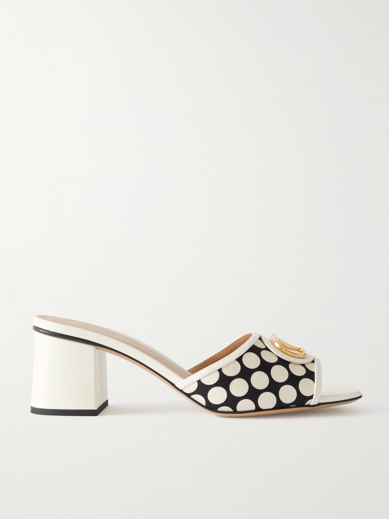 Valentino Escape 60 Embellished Leather-trimmed Polka-dots Twill Mules In Multi