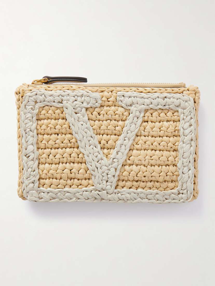 Valentino Garavani Viva Superstar Crocheted Faux Raffia Clutch