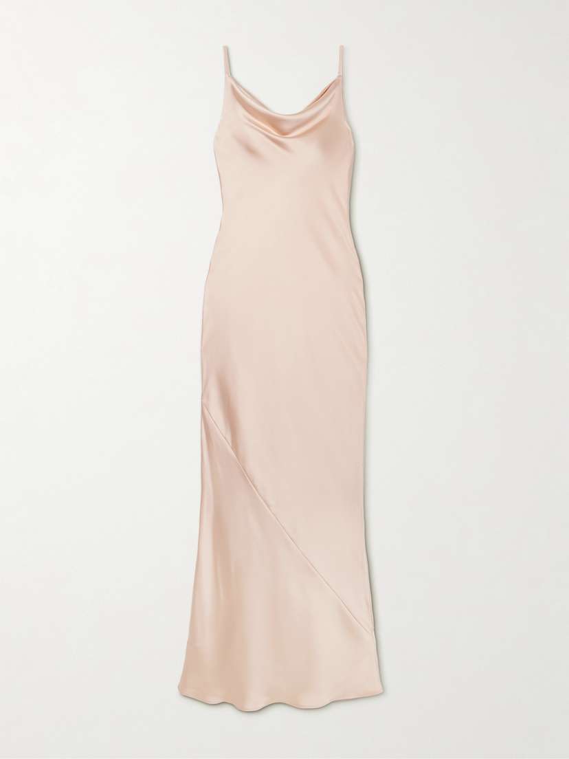 Norma Kamali Maria Draped Satin Maxi Dress
