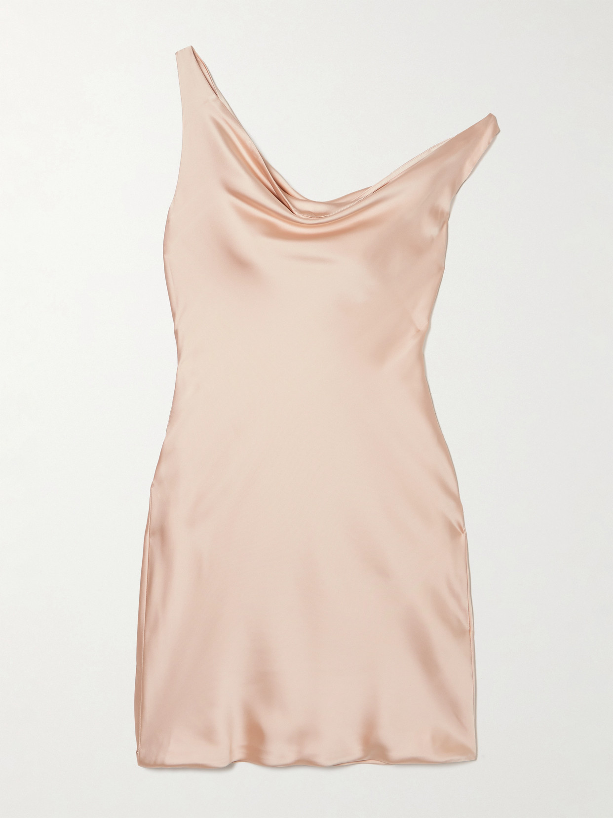 Norma Kamali Maria Off-the-shoulder Draped Satin Mini Dress In Pink