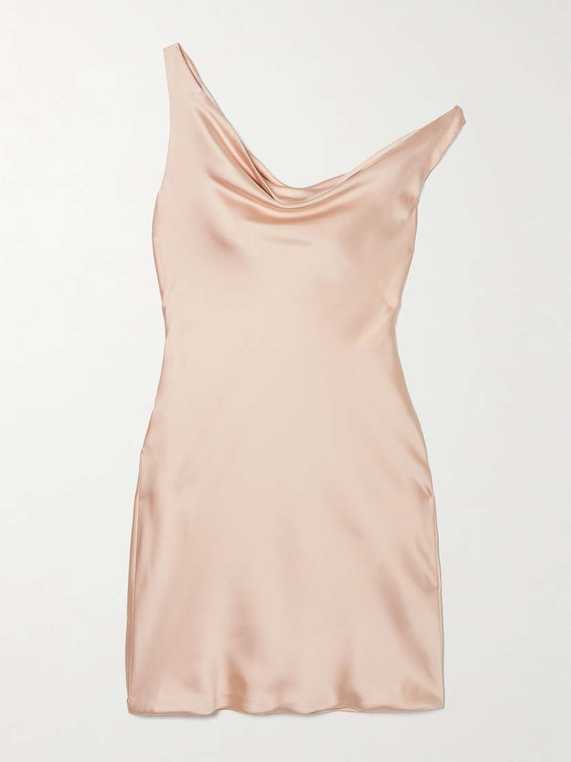 Norma Kamali Maria Off-the-shoulder Draped Satin Mini Dress