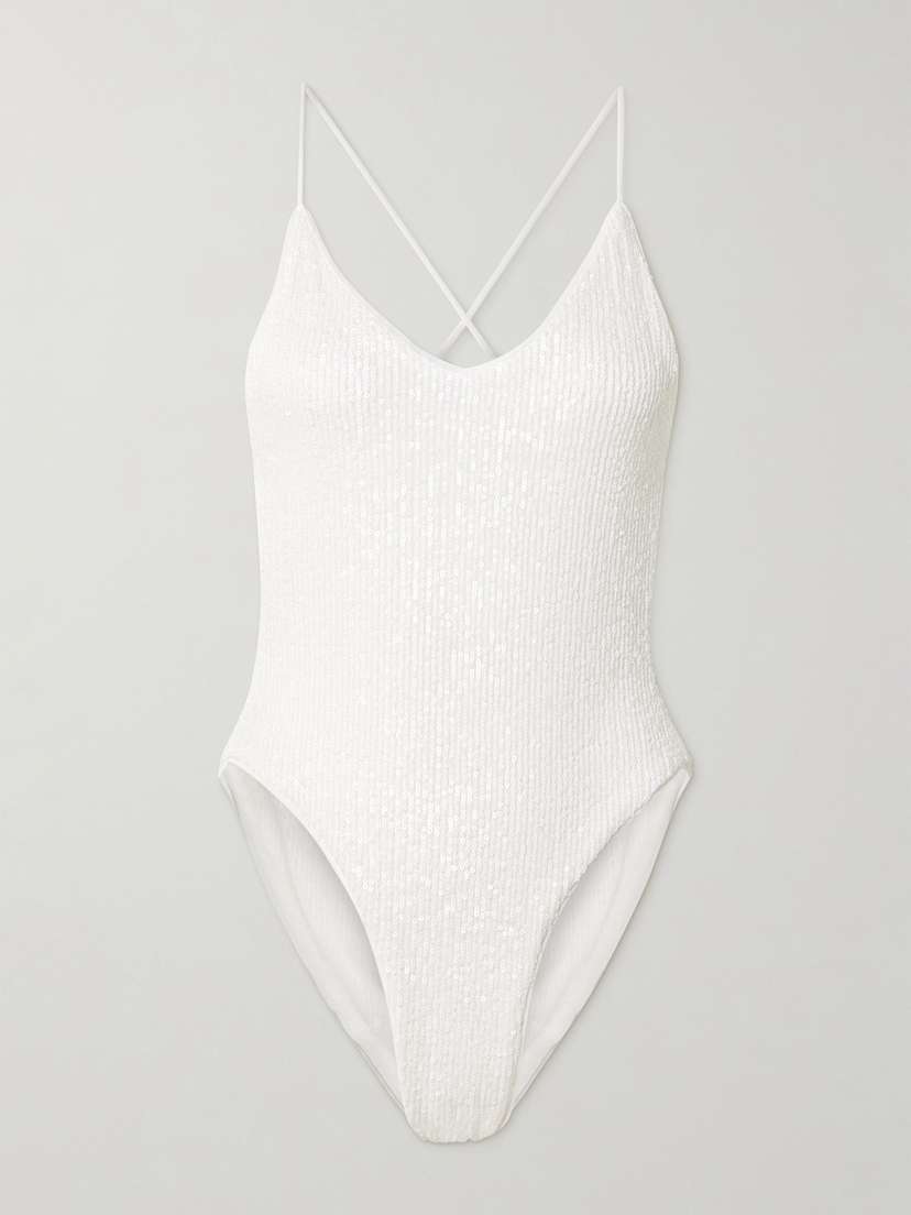 Norma Kamali Open-back Sequined Swimsuit