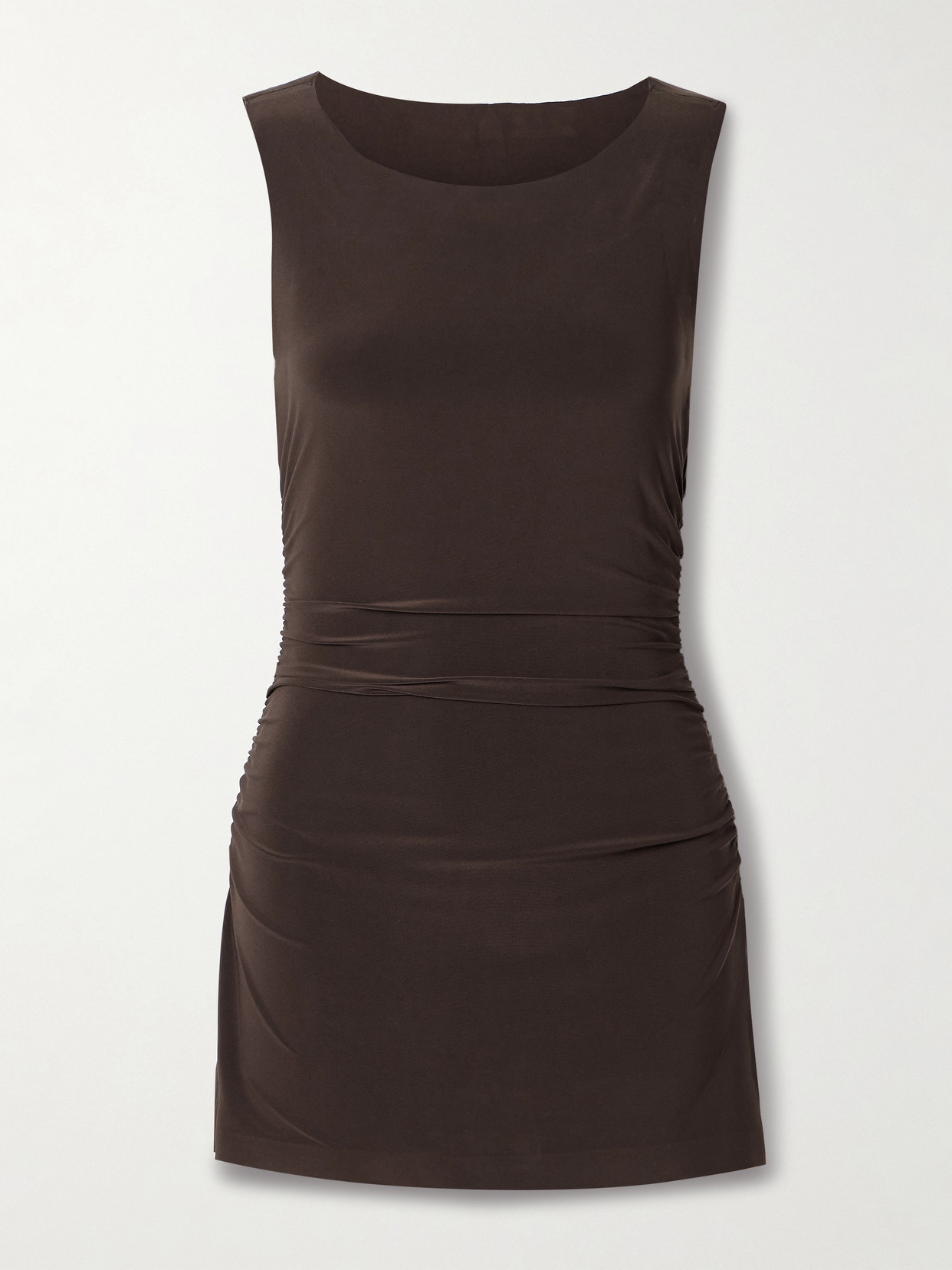 Norma Kamali - Pickleball Ruched Stretch-jersey Mini Dress - Chocolate