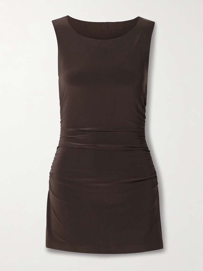 Norma Kamali Pickleball Ruched Stretch-jersey Mini Dress