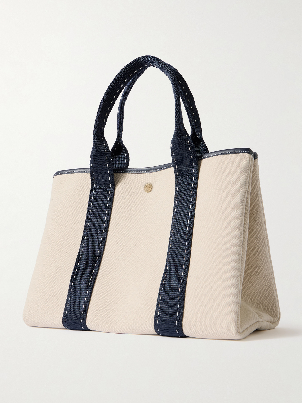 RUE DE VERNEUIL SELLIER MEDIUM LEATHER- AND WEBBING-TRIMMED CANVAS TOTE