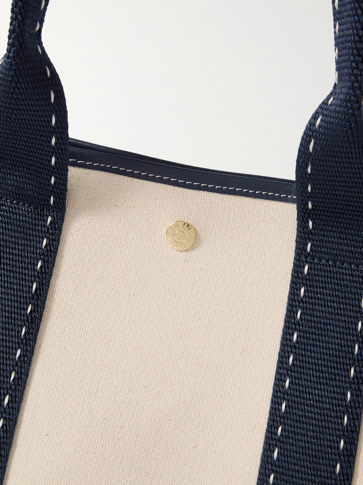 RUE DE VERNEUIL SELLIER MEDIUM LEATHER- AND WEBBING-TRIMMED CANVAS TOTE
