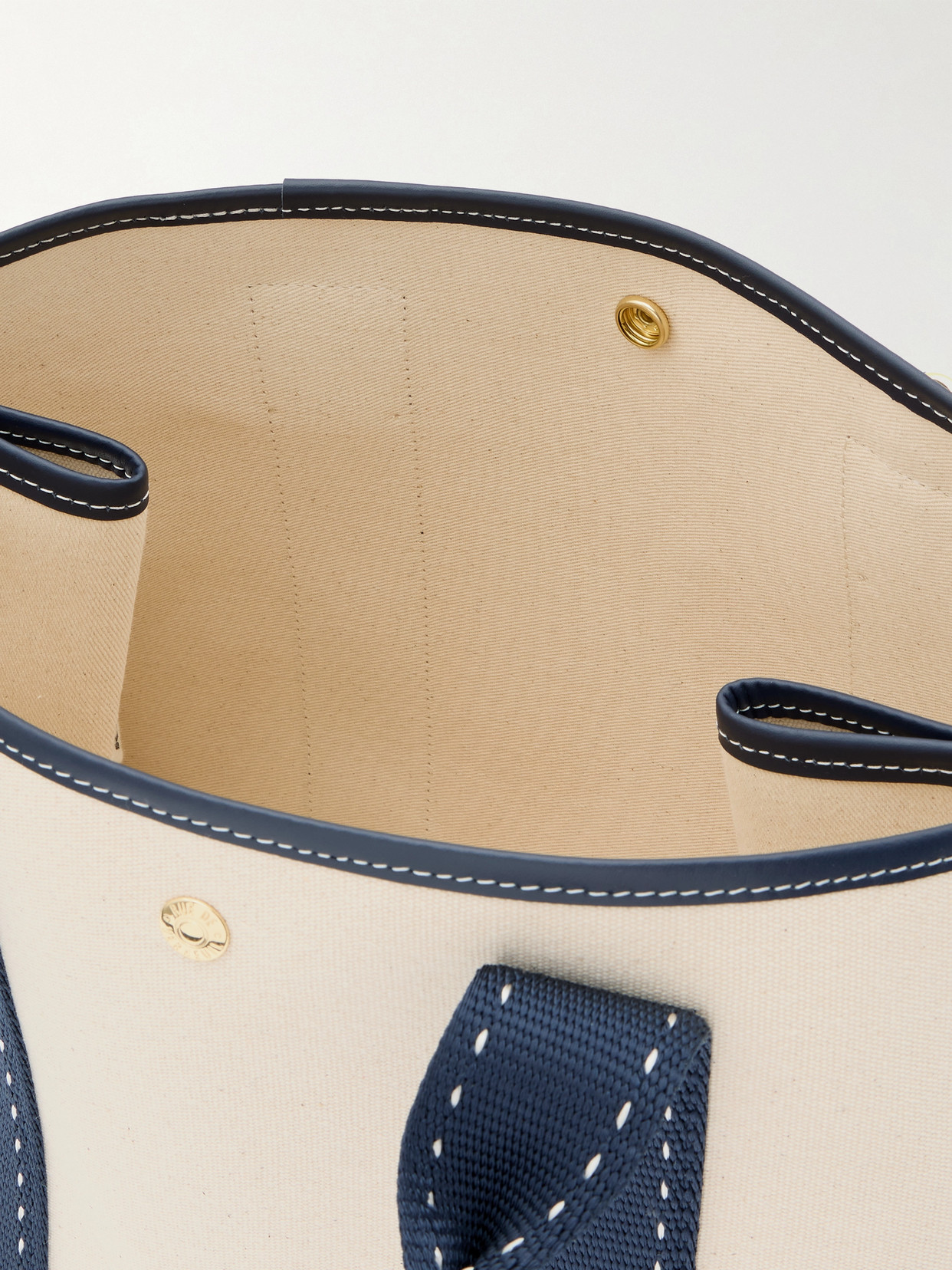Shop Rue De Verneuil Sellier Medium Leather- And Webbing-trimmed Canvas Tote In White