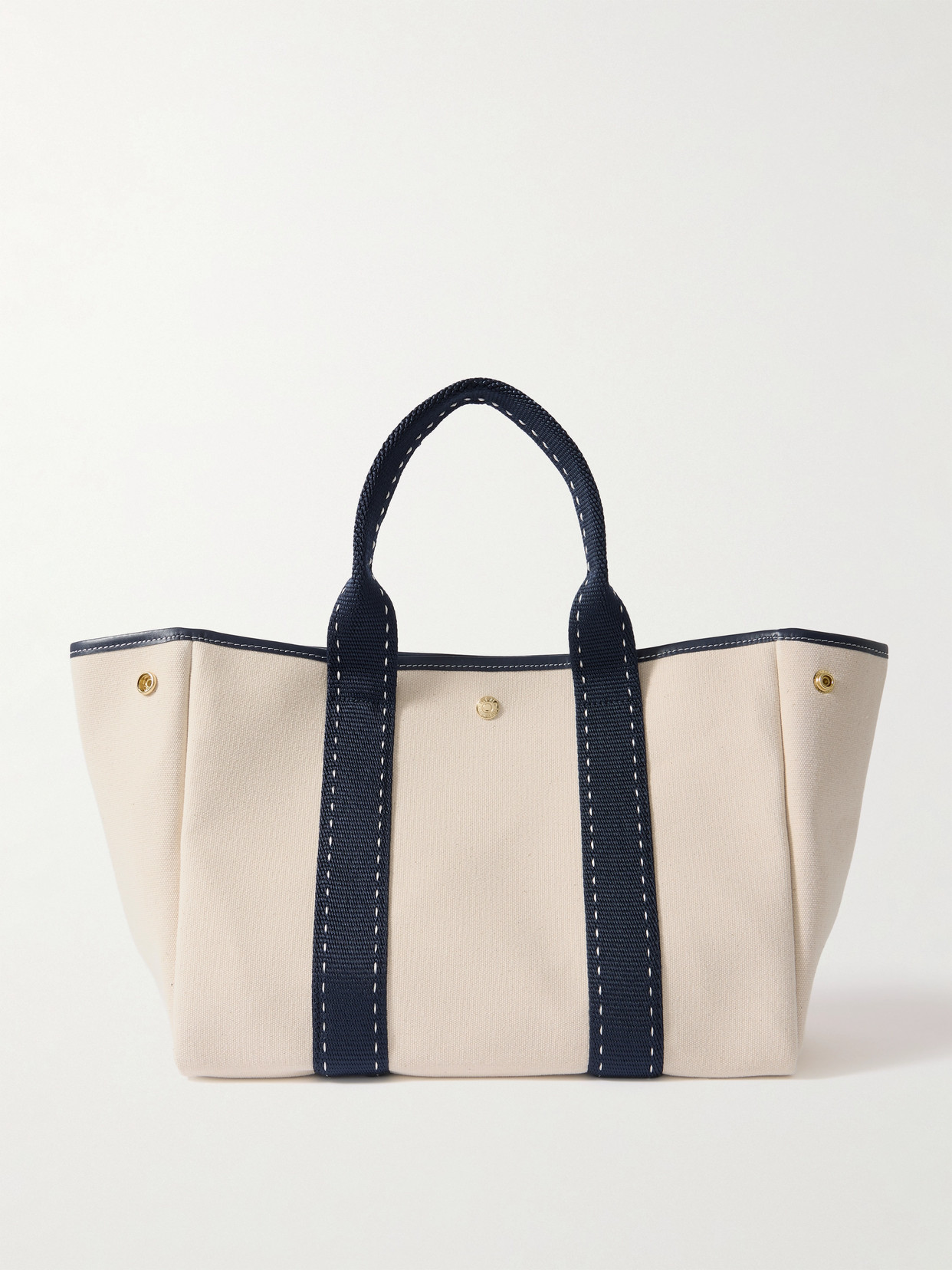 RUE DE VERNEUIL SELLIER MEDIUM LEATHER- AND WEBBING-TRIMMED CANVAS TOTE