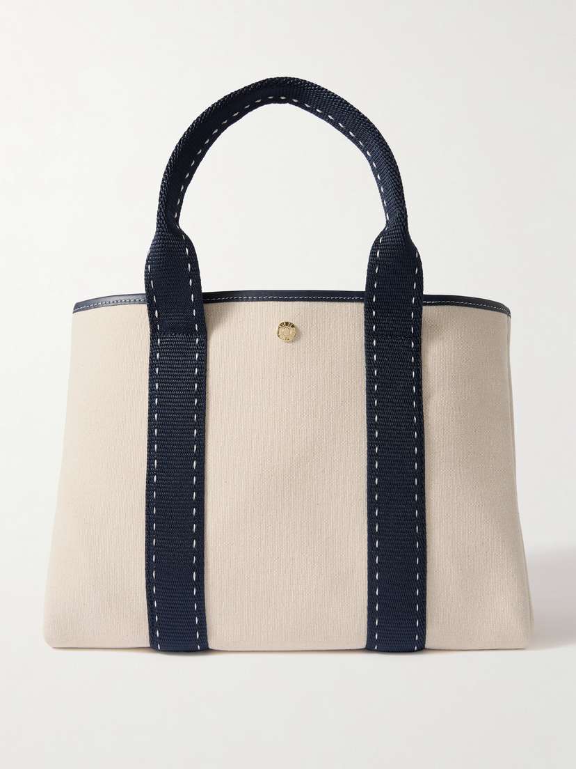 RUE de VERNEUIL Sellier Medium Leather- And Webbing-trimmed Canvas Tote