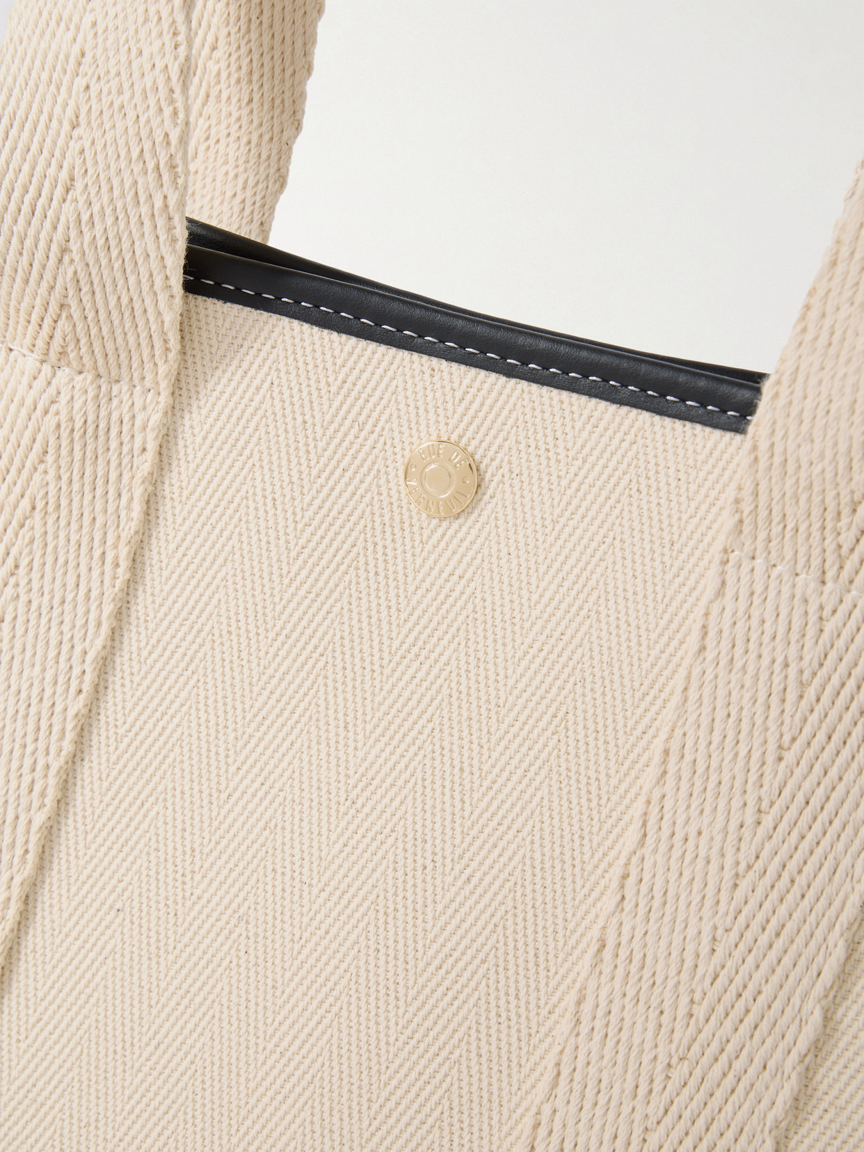 RUE DE VERNEUIL LARGE LEATHER- AND WEBBING-TRIMMED HERRINGBONE CANVAS TOTE