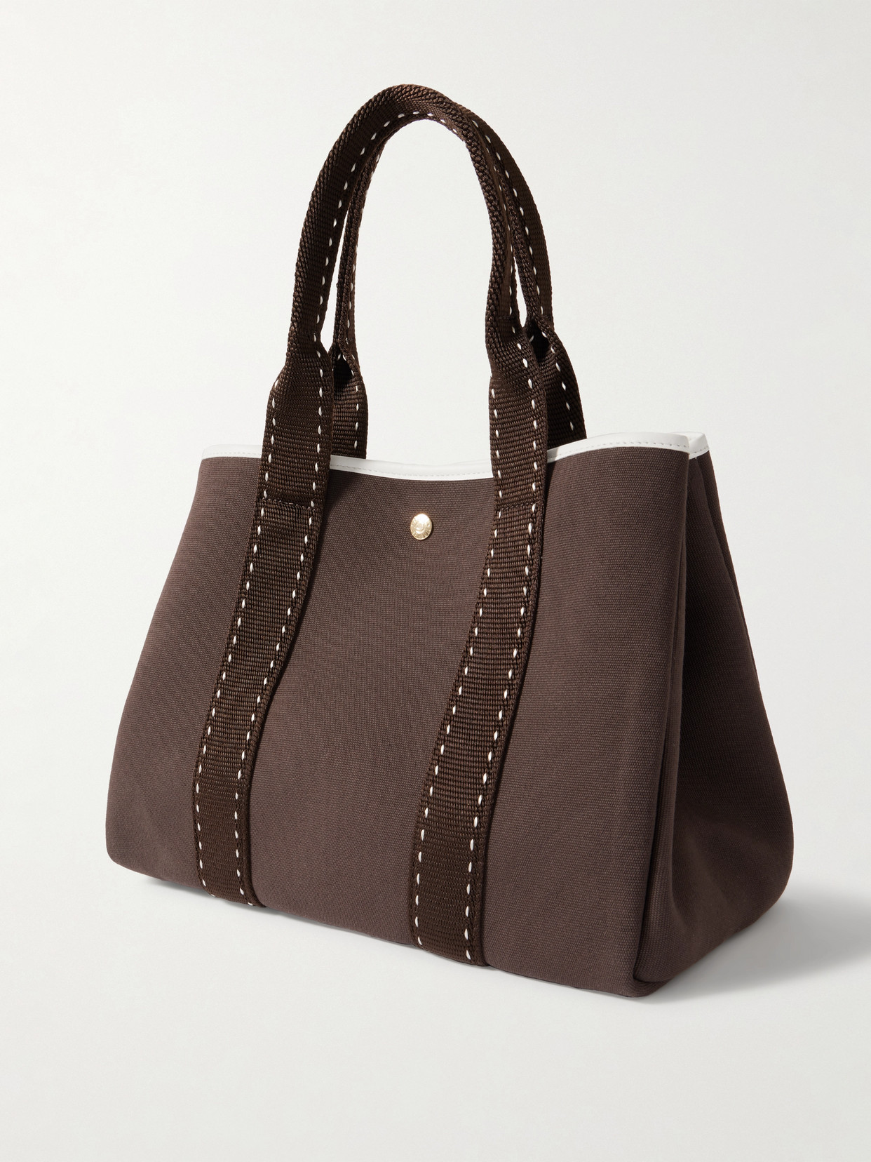 RUE DE VERNEUIL SELLIER MEDIUM LEATHER AND WEBBING-TRIMMED CANVAS TOTE