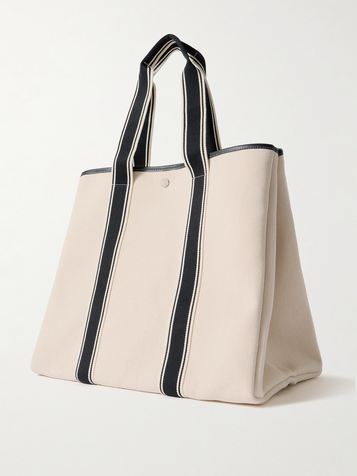 Rue De Verneuil Traversée Large Leather- And Webbing-trimmed Canvas Tote In White