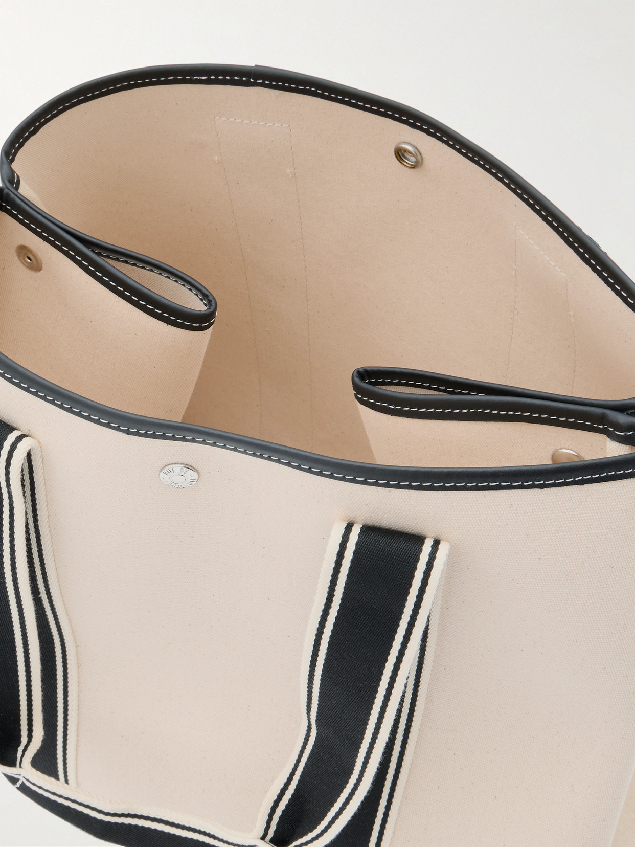 Rue De Verneuil Traversée Large Leather- And Webbing-trimmed Canvas Tote In White