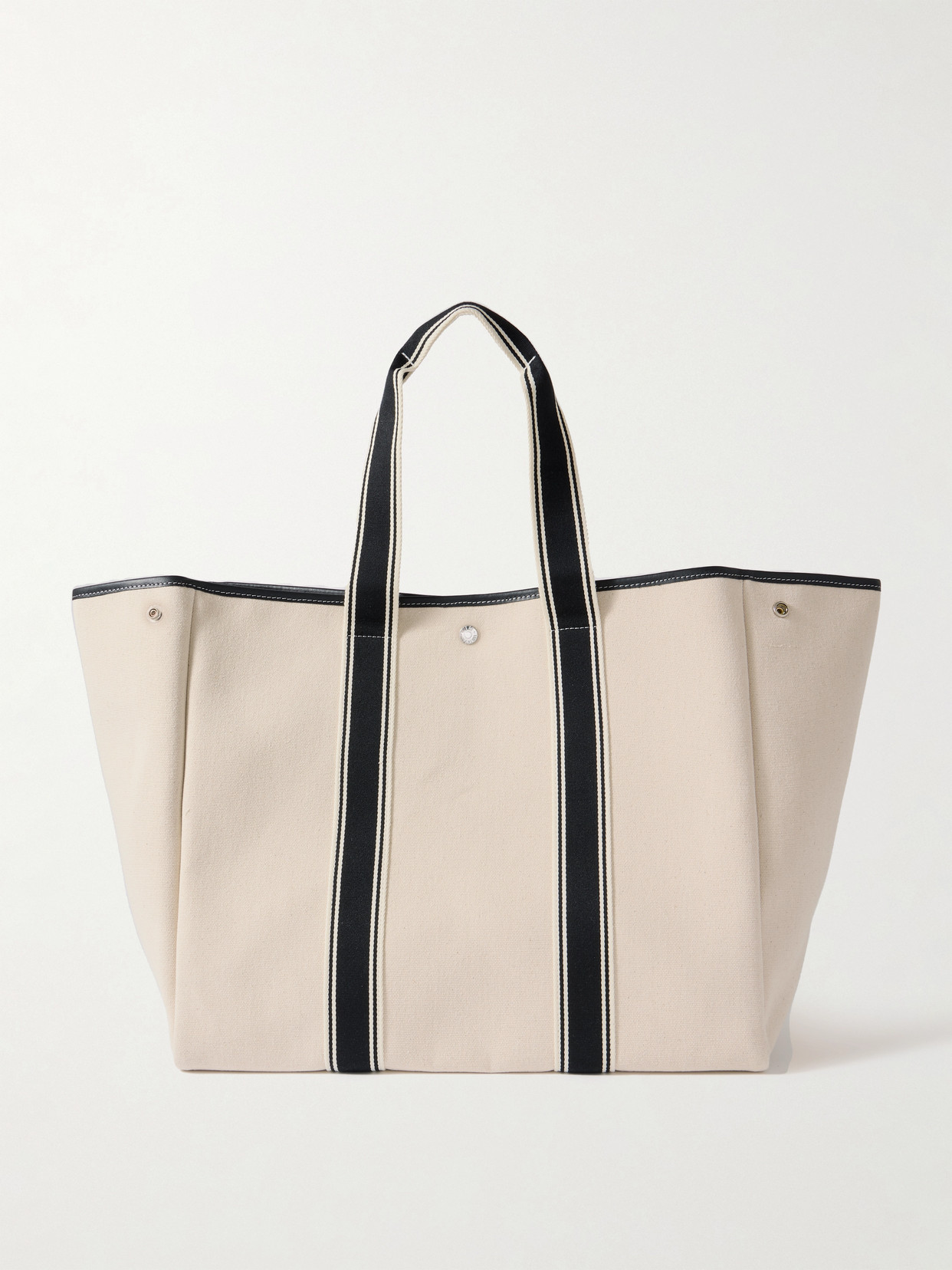 Rue De Verneuil Traversée Large Leather- And Webbing-trimmed Canvas Tote In White