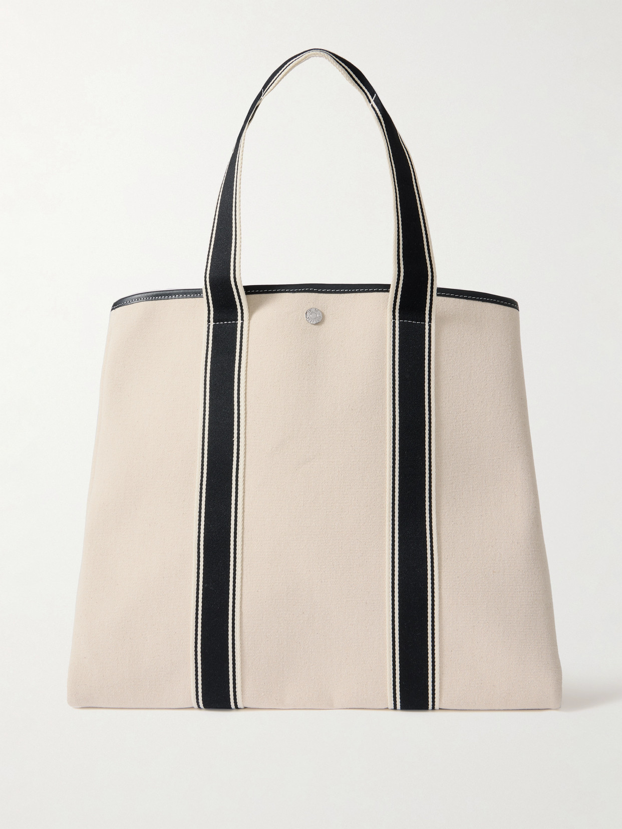 Rue De Verneuil Traversée Large Leather- And Webbing-trimmed Canvas Tote In White