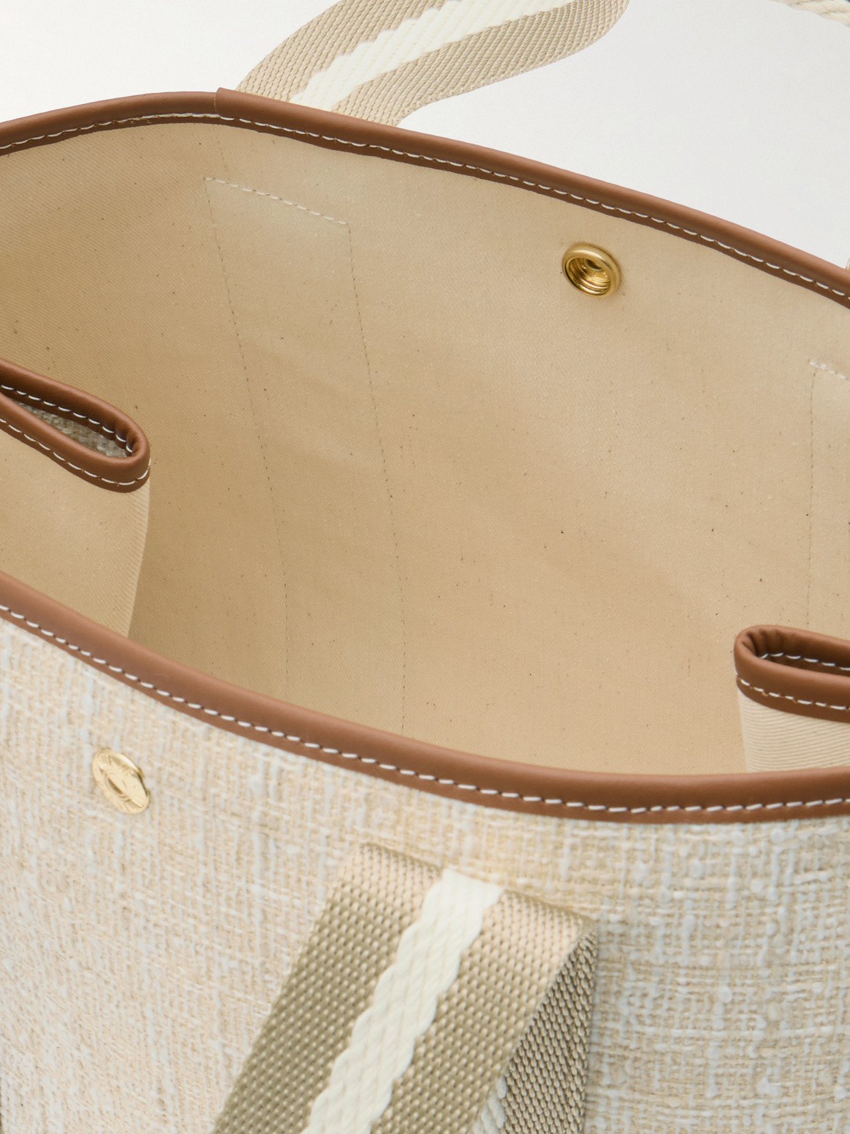 Shop Rue De Verneuil Traversée Medium Leather- And Webbing-trimmed Tweed Tote In Neutrals