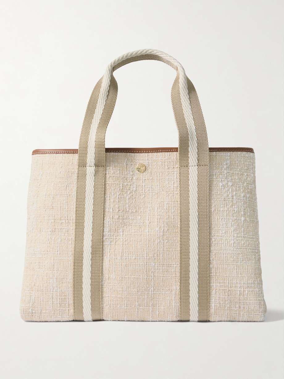 RUE DE VERNEUIL Traversée 皮革织带边饰花呢中号手提包 | NET-A-PORTER
