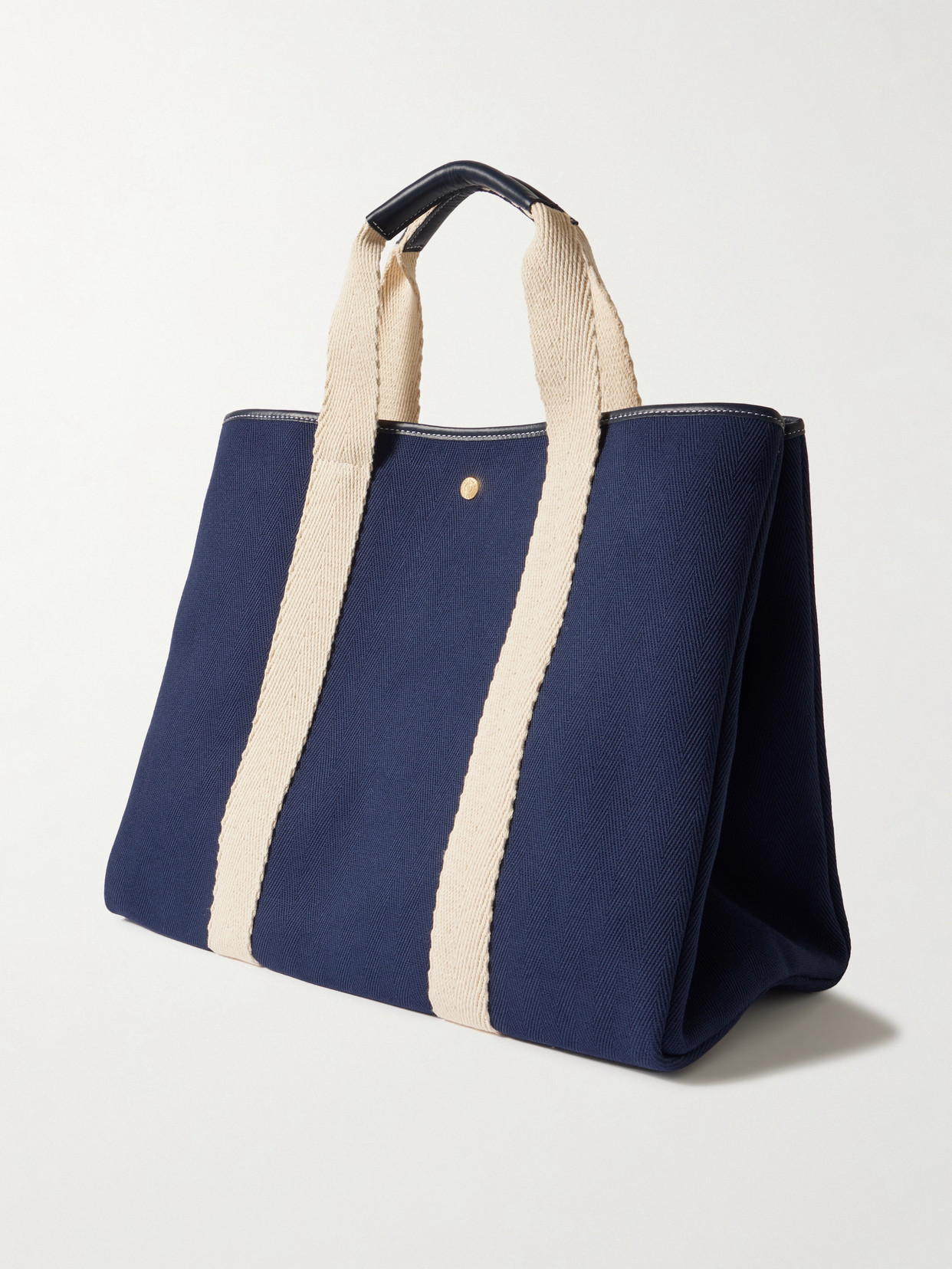 RUE DE VERNEUIL TRAVERSÉE XL LEATHER- AND WEBBING-TRIMMED CANVAS TOTE