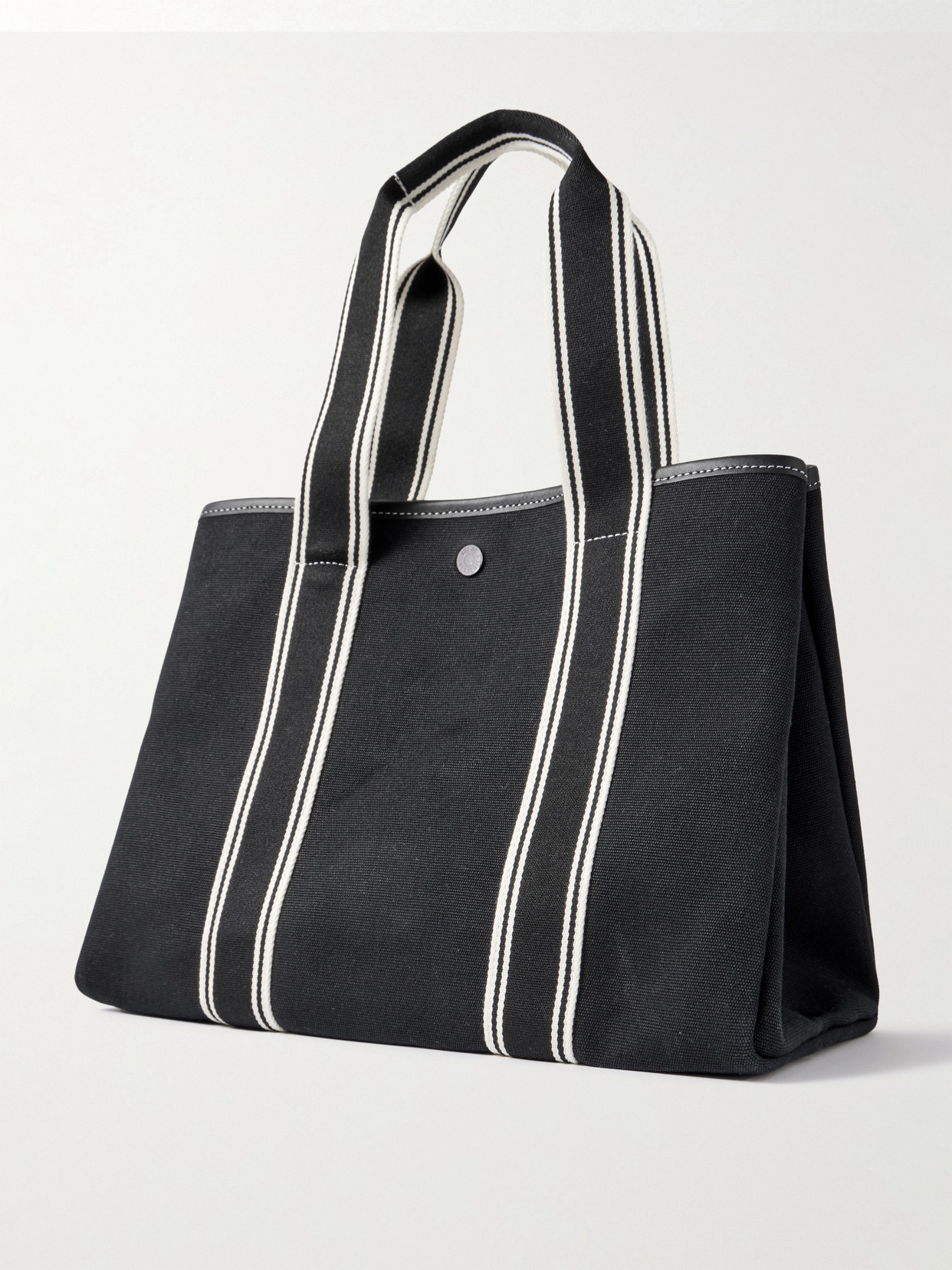 RUE DE VERNEUIL CRUISE MEDIUM LEATHER- AND WEBBING-TRIMMED CANVAS TOTE