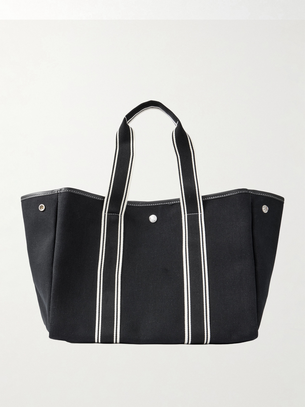 RUE DE VERNEUIL CRUISE MEDIUM LEATHER- AND WEBBING-TRIMMED CANVAS TOTE