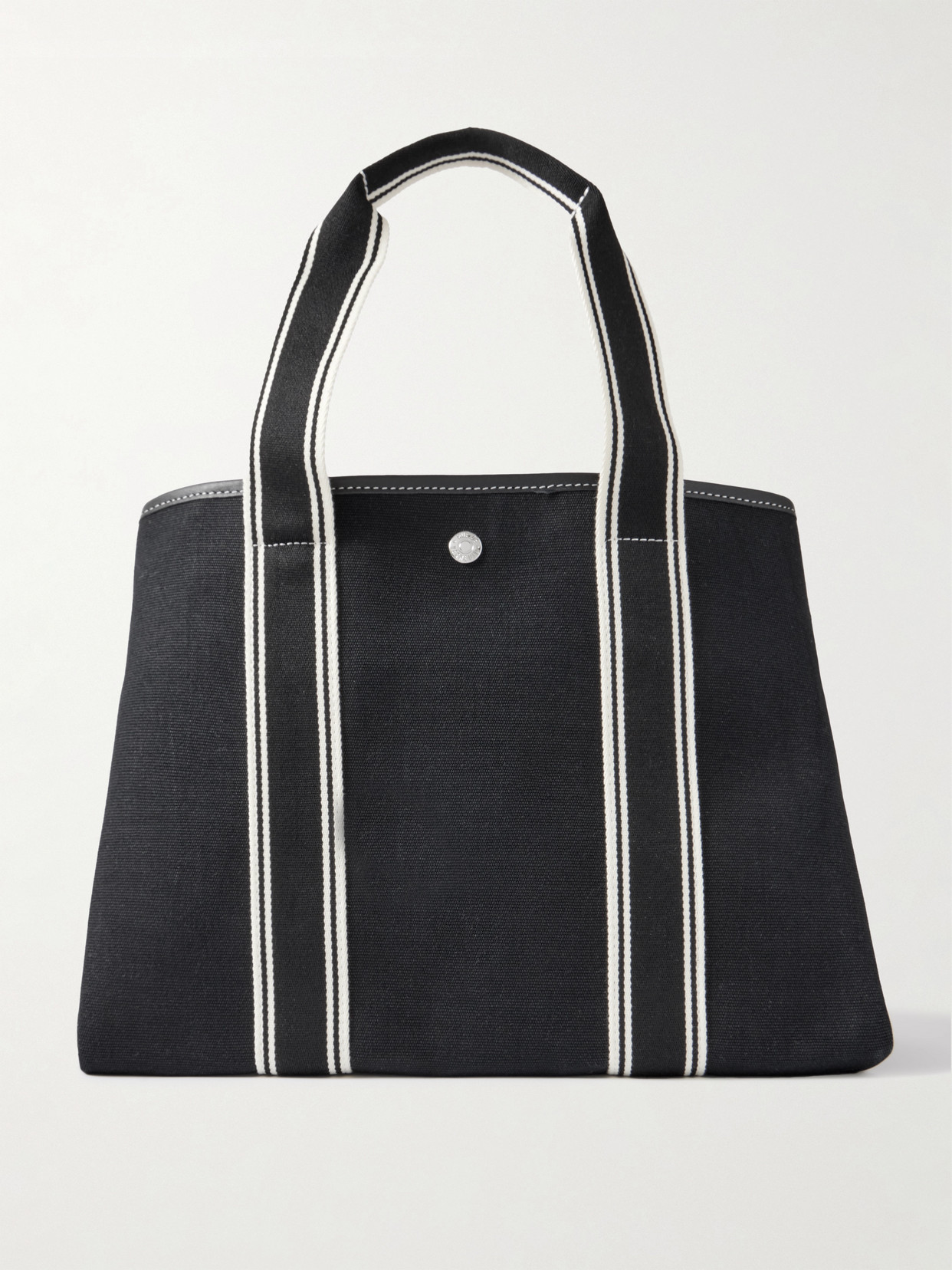 Rue De Verneuil Cruise Medium Leather- And Webbing-trimmed Canvas Tote In Black
