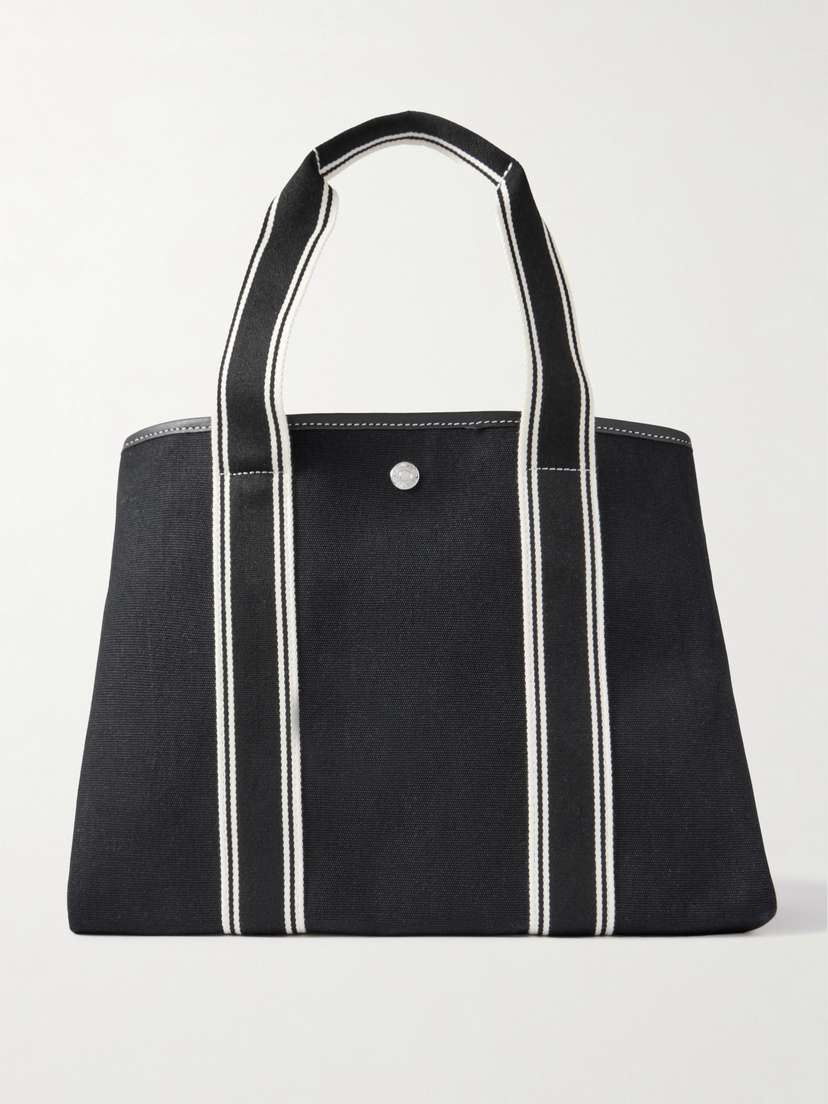 RUE de VERNEUIL Cruise Medium Leather- And Webbing-trimmed Canvas Tote