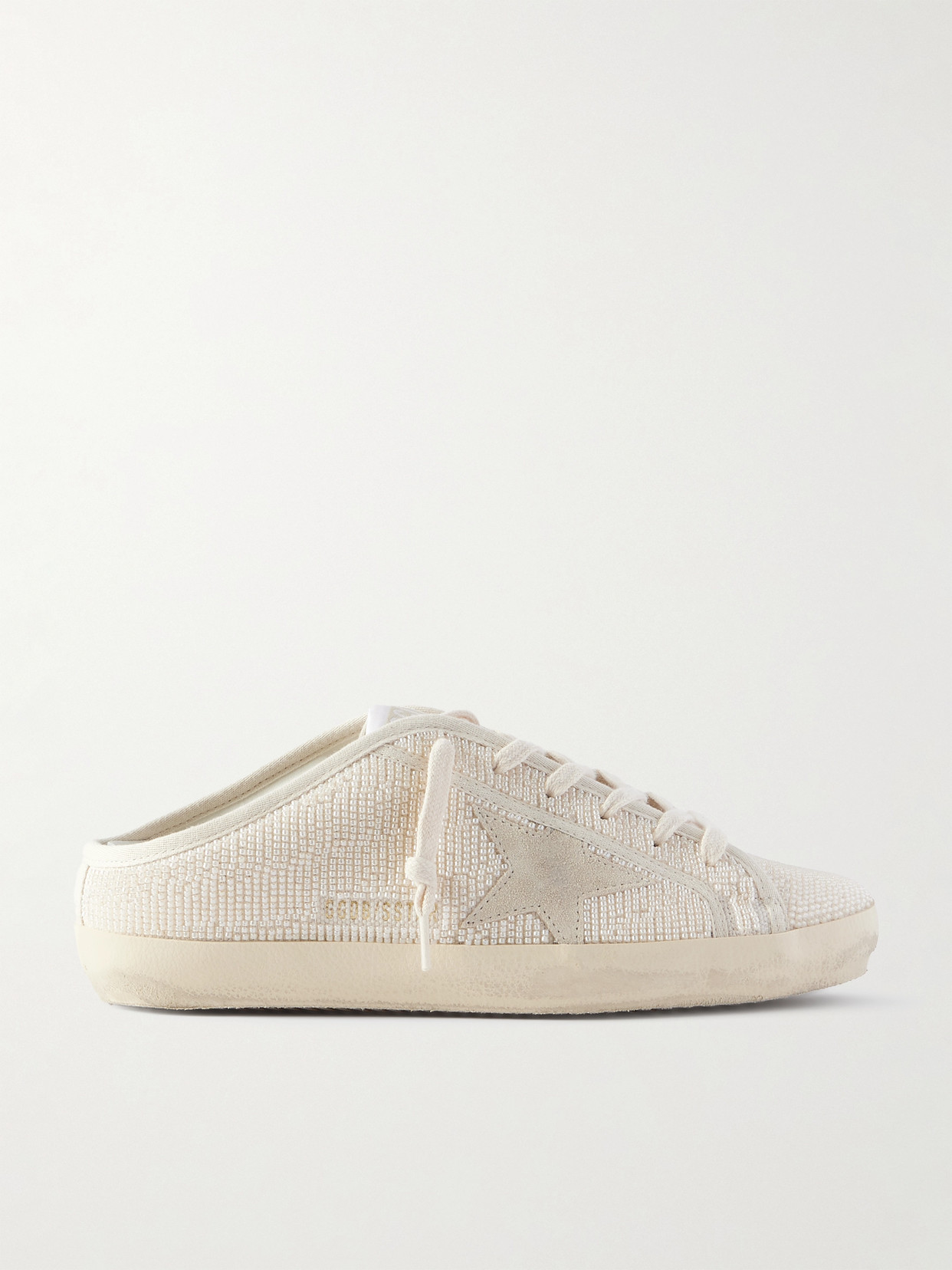 Golden Goose Super-star Sabot Suede-trimmed Bead-embellished Canvas Slip-on Sneakers