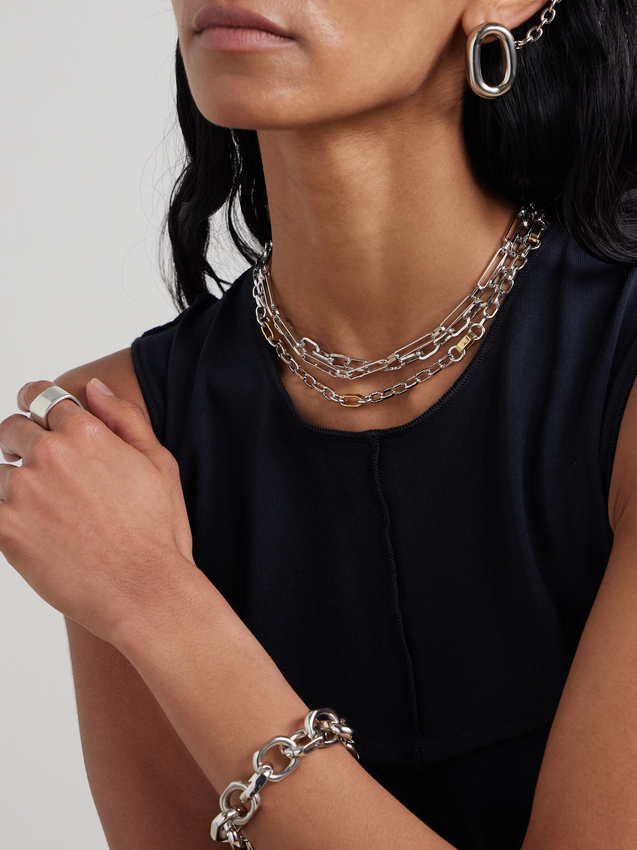 LAURA LOMBARDI CENTA RHODIUM- AND GOLD-PLATED NECKLACE