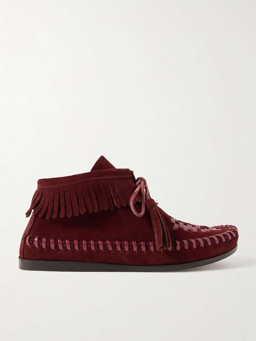 Isabel Marant Felsa Fringed Tasseled Leather-trimmed Suede Ankle Boots