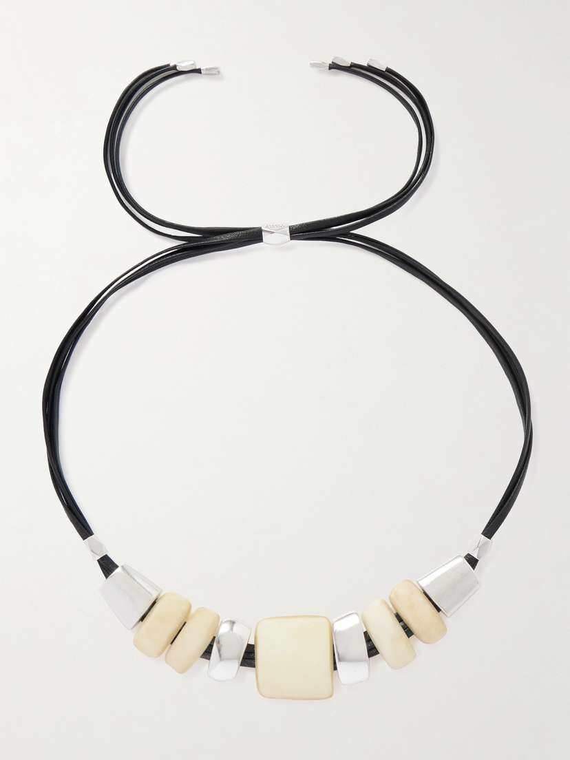 Isabel Marant Paradise Silver-tone, Leather And Resin Necklace
