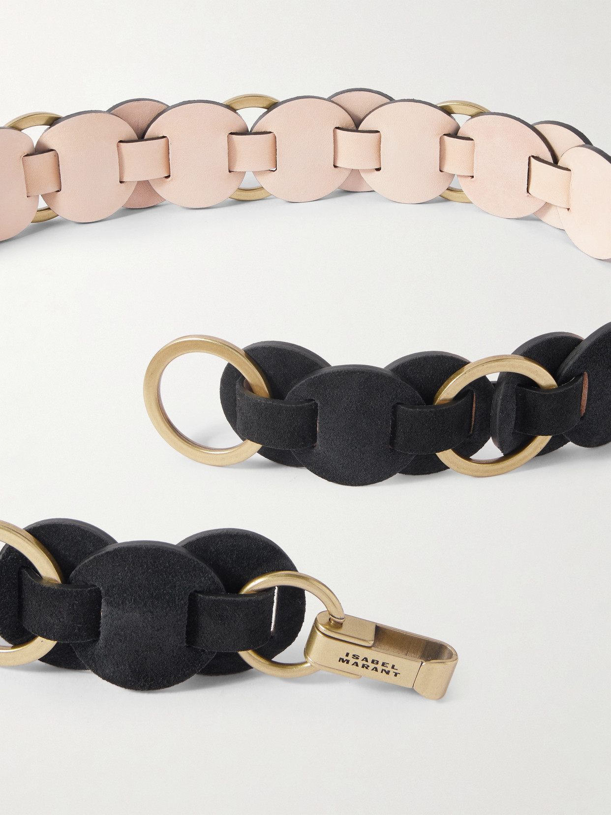 Shop Isabel Marant Lota Woven Suede And Gold-tone Belt In Black