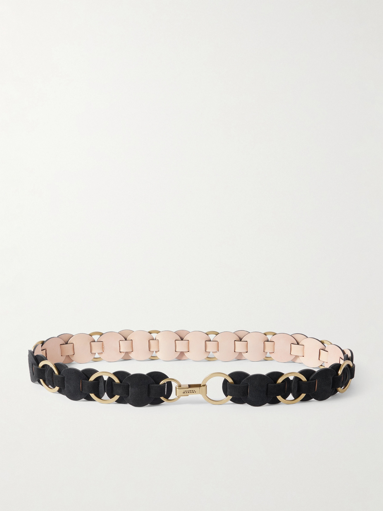Isabel Marant Lota Woven Suede And Gold-tone Belt In Black