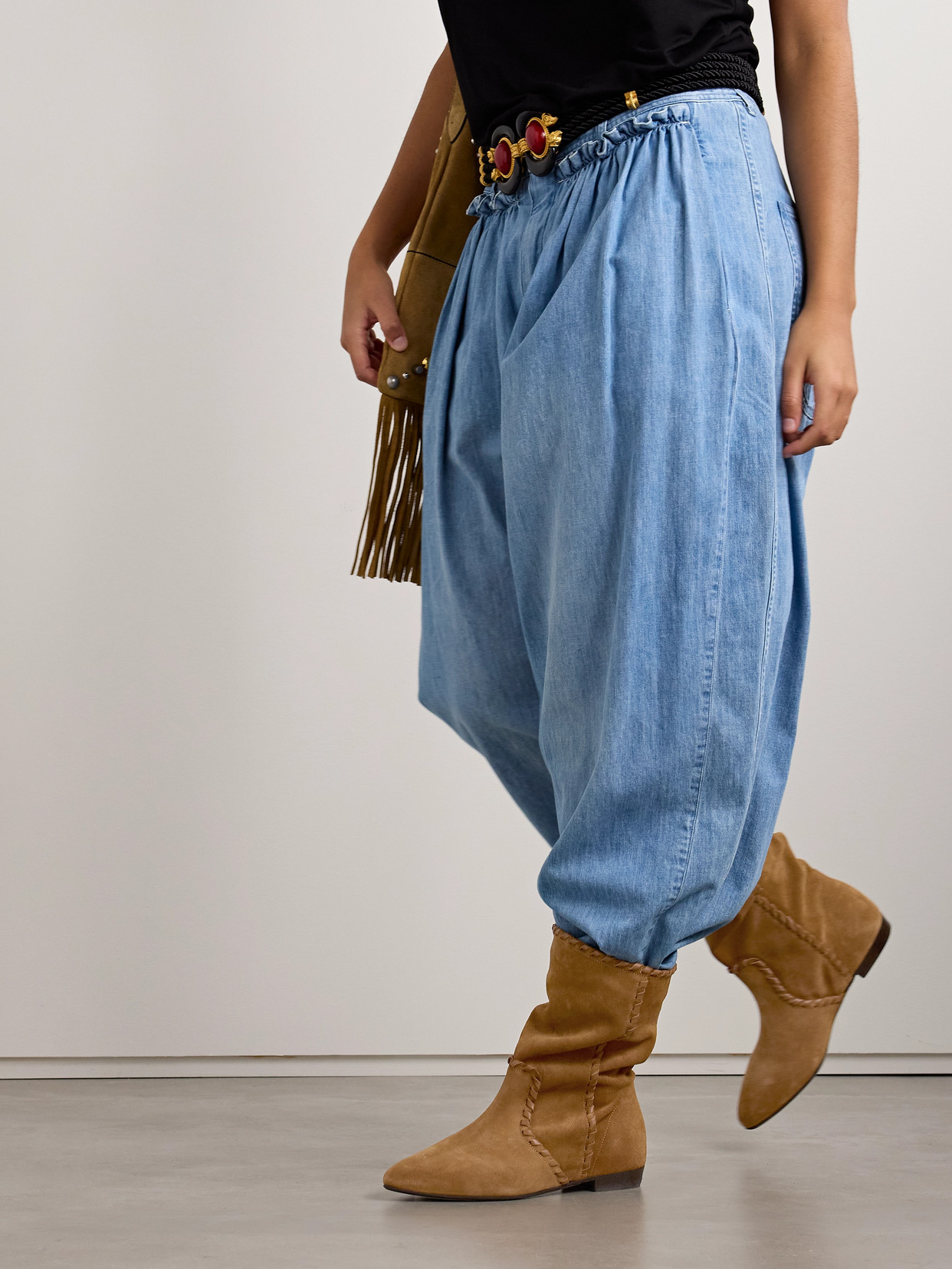 Isabel Marant Staeni Leather-trimmed Suede Ankle Boots In Brown