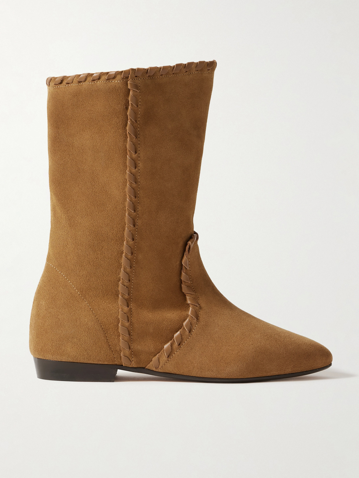Isabel Marant Staeni Leather-trimmed Suede Ankle Boots In Brown