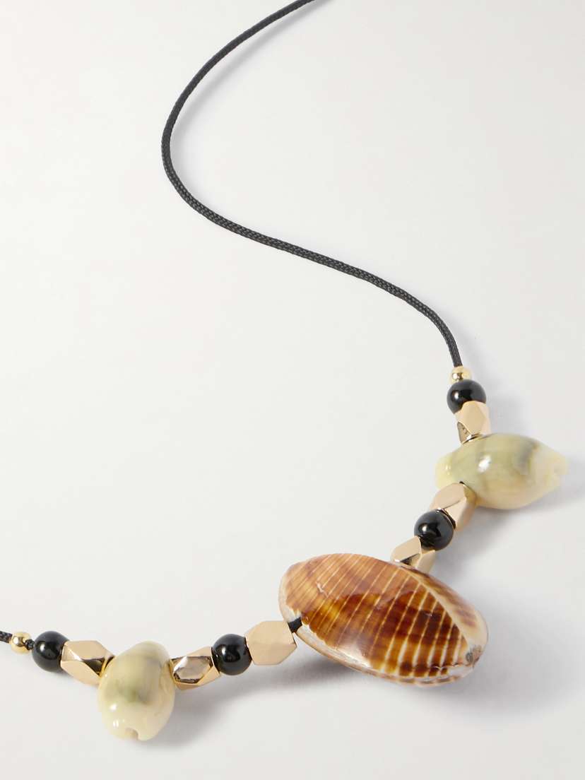 Isabel Marant Gold-tone, Agate, Shell And Cord Necklace