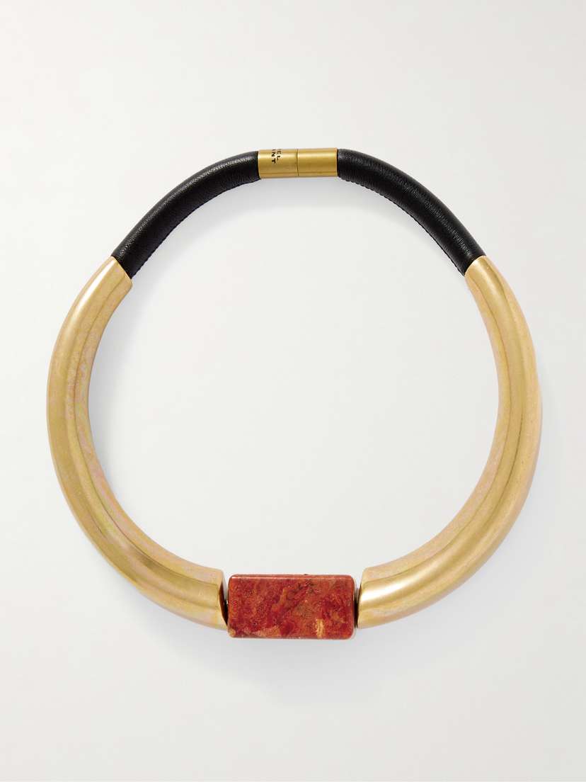 Isabel Marant Gold-tone, Leather And Resin Choker