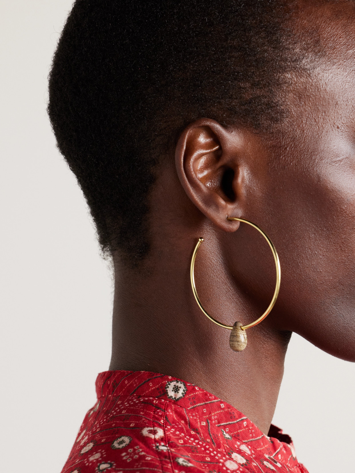Isabel Marant Large Gold-tone Agate Hoop Earrings In Gold