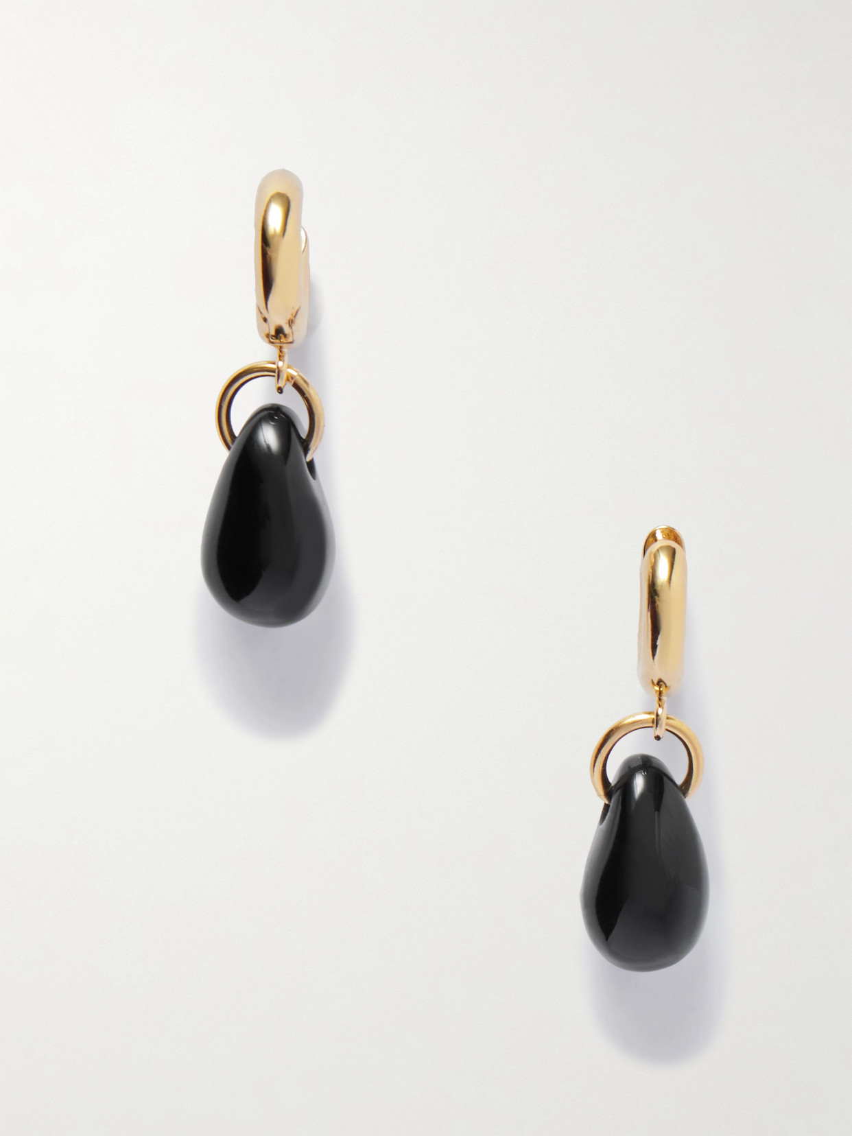 Isabel Marant Small Gold-tone Agate Hoop Earrings In Black
