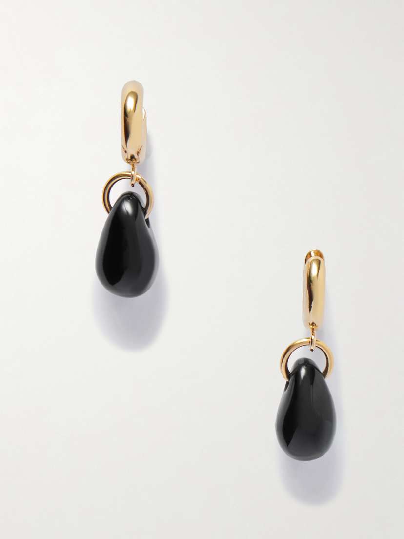 Isabel Marant Small Gold-tone Agate Hoop Earrings