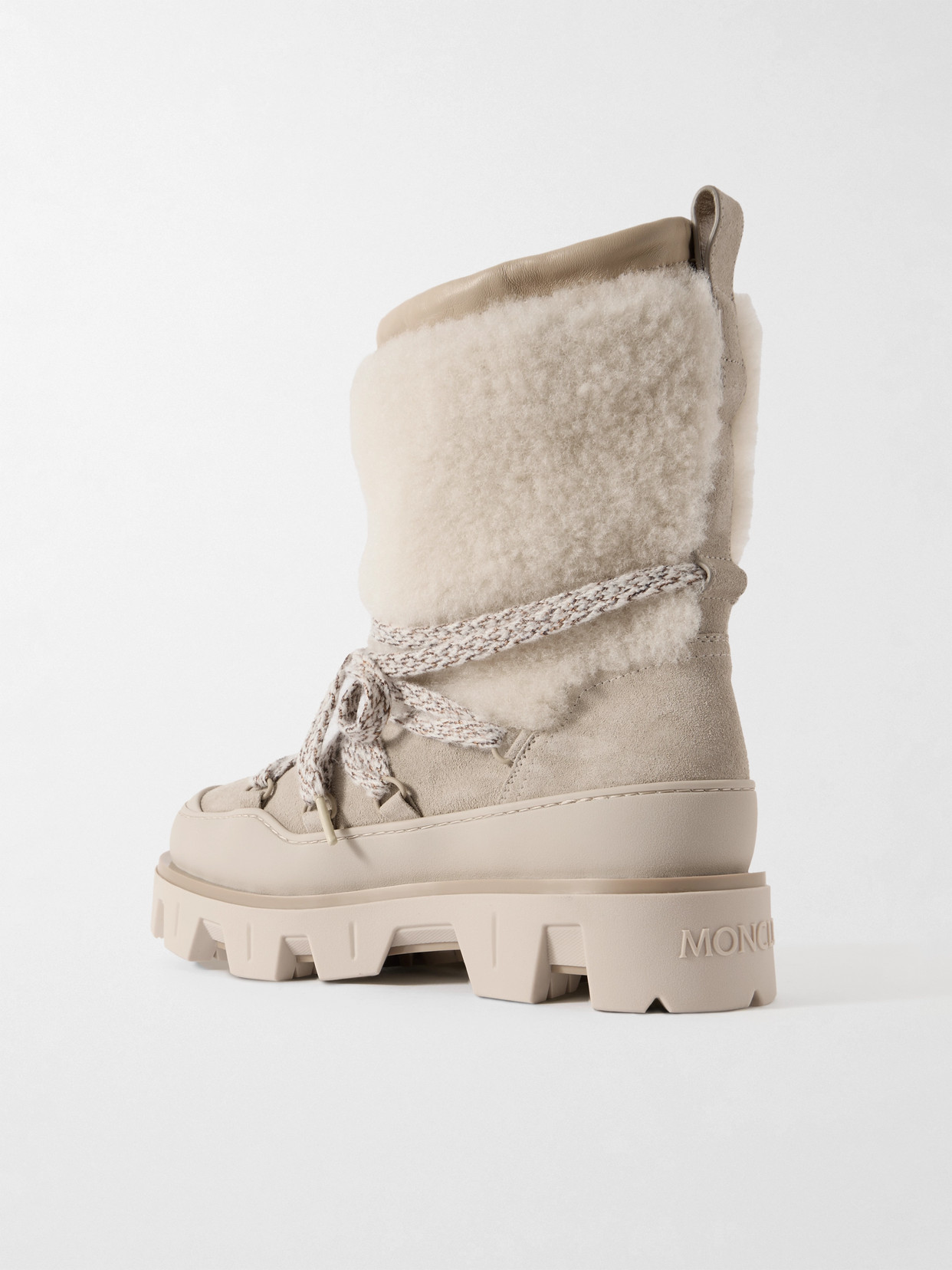 Moncler Peak Apres Shearling-trimmed Suede Ankle Boots In Brown