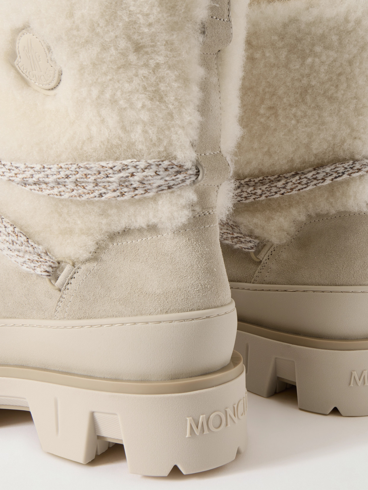 Moncler Peak Apres Shearling-trimmed Suede Ankle Boots In Brown