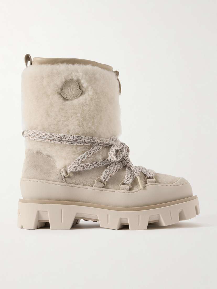 Moncler Peak Apres Shearling-trimmed Suede Ankle Boots