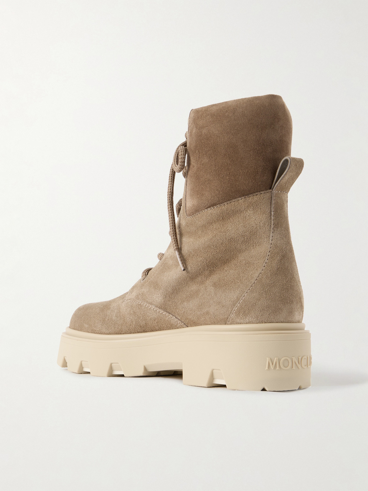 Moncler Logo Patch Lace-up Boots In Brown